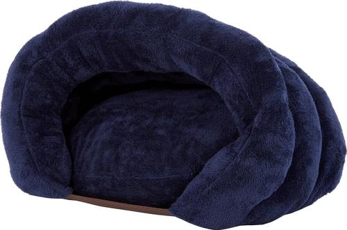 Show full view: PLS Birdsong Cuddle Pouch Covered Cat & Dog Bed with Removable Cover, Blue, Medium slide 3 of 9