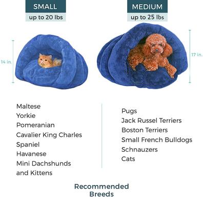 Show full view: PLS Birdsong Cuddle Pouch Covered Cat & Dog Bed with Removable Cover, Blue, Small slide 7 of 10