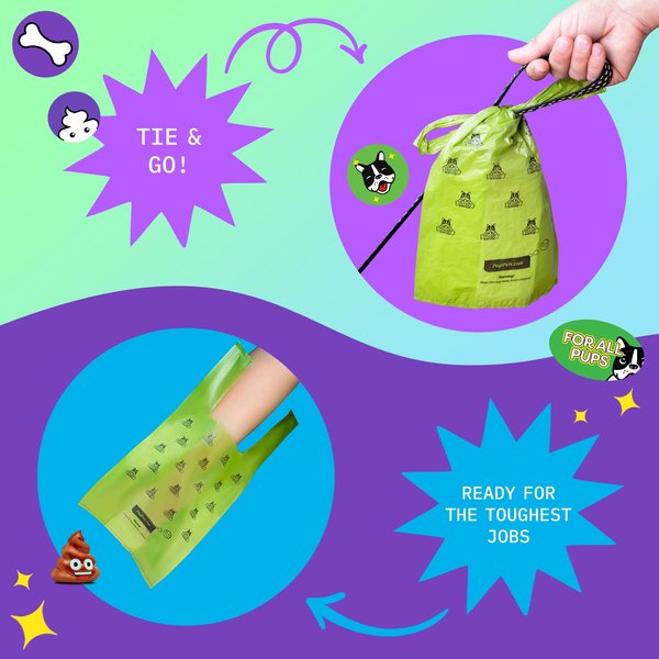 Show full view: Pogi's Pet Supplies Unscented Easy-Tie Handle Dog Poop Bags, 300 count slide 4 of 8