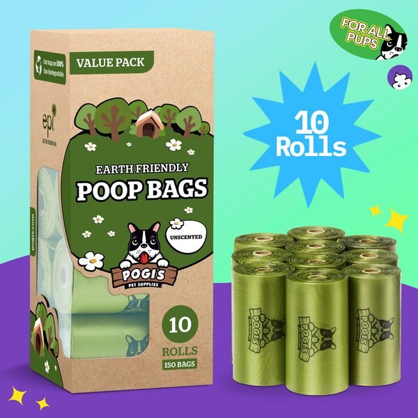 Pogi's Pet Supplies Unscented Poop Bags, 150 count