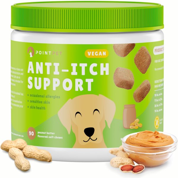 PointPet Vegan UT Support Banana & Peanut Butter Flavored Dog Soft Chews Supplement, 90 count