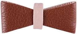 PoisePup Bella Rose Leather Dog Bow Tie, Brown/Light Pink, Large