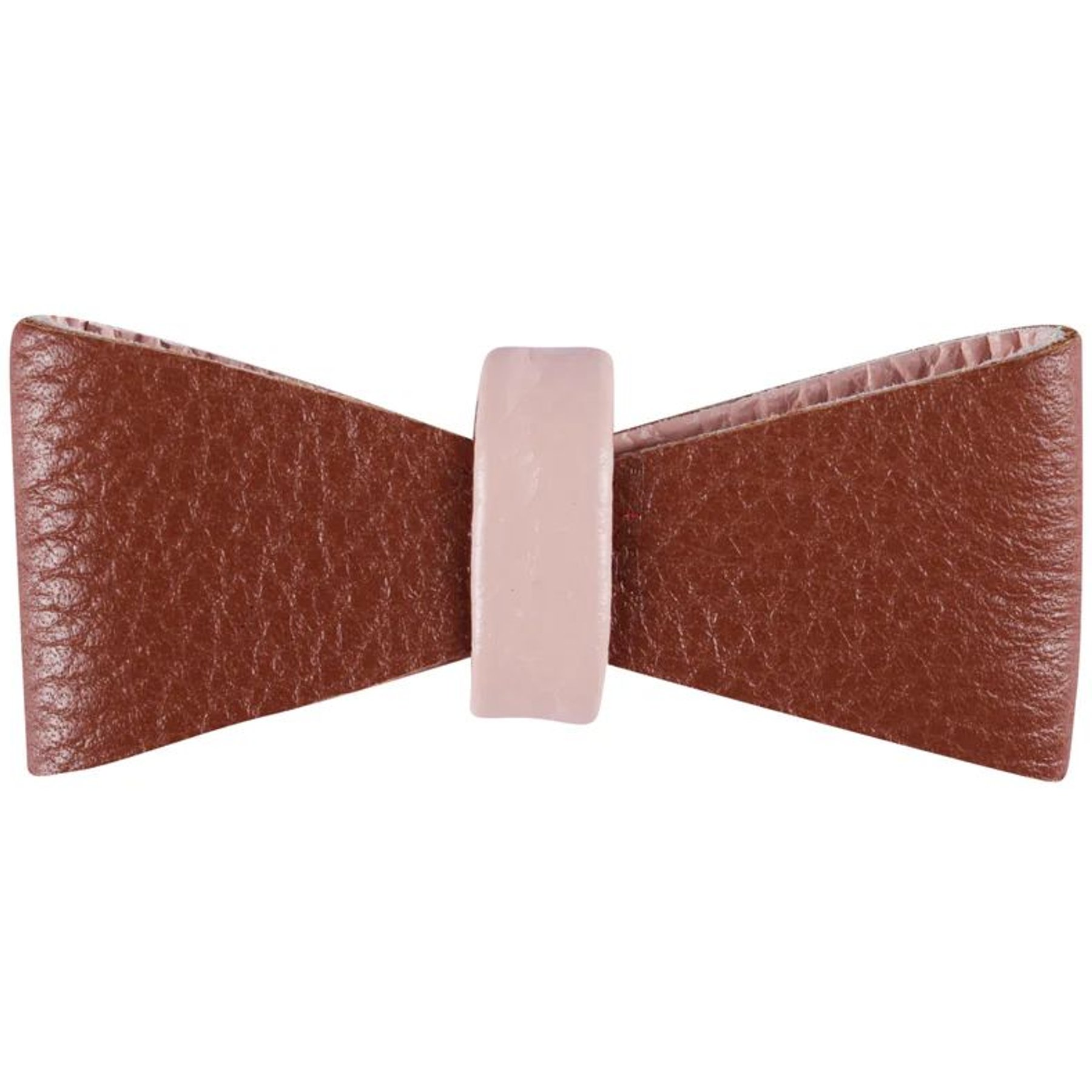 PoisePup Bella Rose Leather Dog Bow Tie, Brown/Light Pink, Large