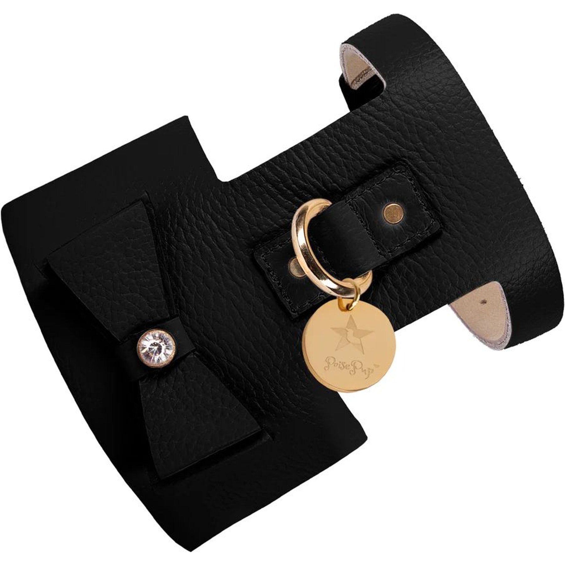PoisePup Dark Night Leather Basic Dog Harness, Black, Medium: 21.3 to 23.6-in chest
