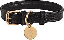 PoisePup Dark Night Leather Standard Dog Collar, Black, X-Small: 7.1 to 9.5-in neck, 1/2-in wide
