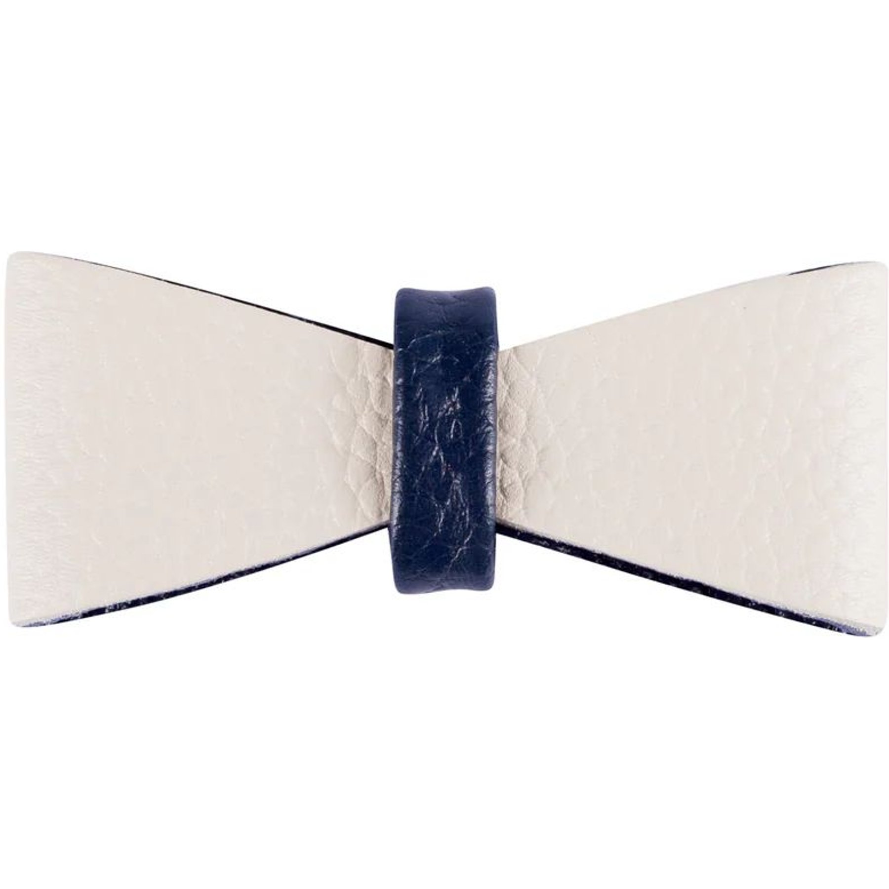 PoisePup Hot Marine Leather Dog Bow Tie, White/Blue, Small