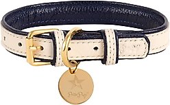PoisePup Hot Marine Leather Standard Dog Collar, White/Blue, Medium: 12.5 to 15.7-in neck, 3/4-in wide