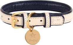 PoisePup Hot Marine Leather Standard Dog Collar, White/Blue, Small: 9.5 to 12.5-in neck, 3/4-in wide