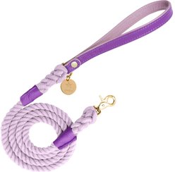 PoisePup Lavish Lavender Leather Handle Rope Dog Leash, Purple/Lilac, 5-ft long, 1/2-in wide