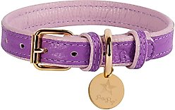 PoisePup Lavish Lavender Leather Standard Dog Collar, Purple/Lilac, Small: 9.5 to 12.5-in neck, 3/4-in wide