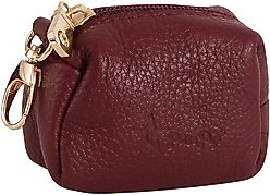 PoisePup Luscious Bow Leather Poop Bag Dispenser, Burgundy