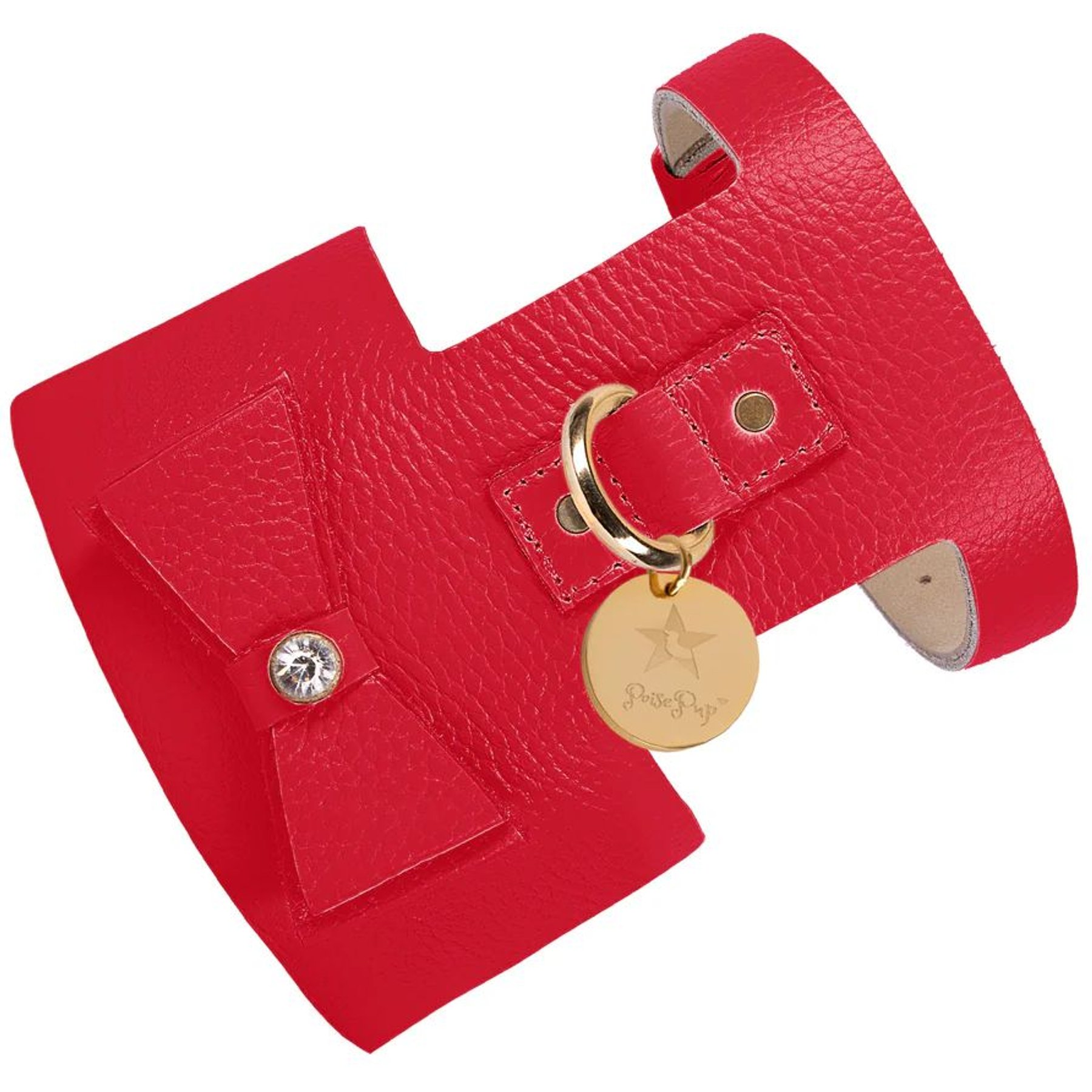 PoisePup Melting Hearts Leather Basic Dog Harness, Red, X-Small: 15 to 17.5-in chest