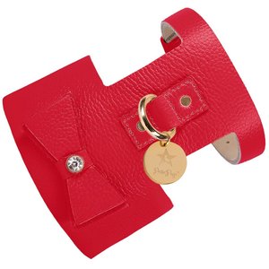 PoisePup Melting Hearts Leather Dog Bow Tie, Red/White