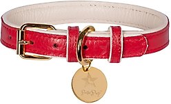 PoisePup Melting Hearts Leather Standard Dog Collar, Red/White, Large: 15.7 to 18.8-in neck, 0.9-in wide
