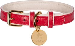 PoisePup Melting Hearts Leather Standard Dog Collar, Red/White, Medium: 12.5 to 15.7-in neck, 3/4-in wide