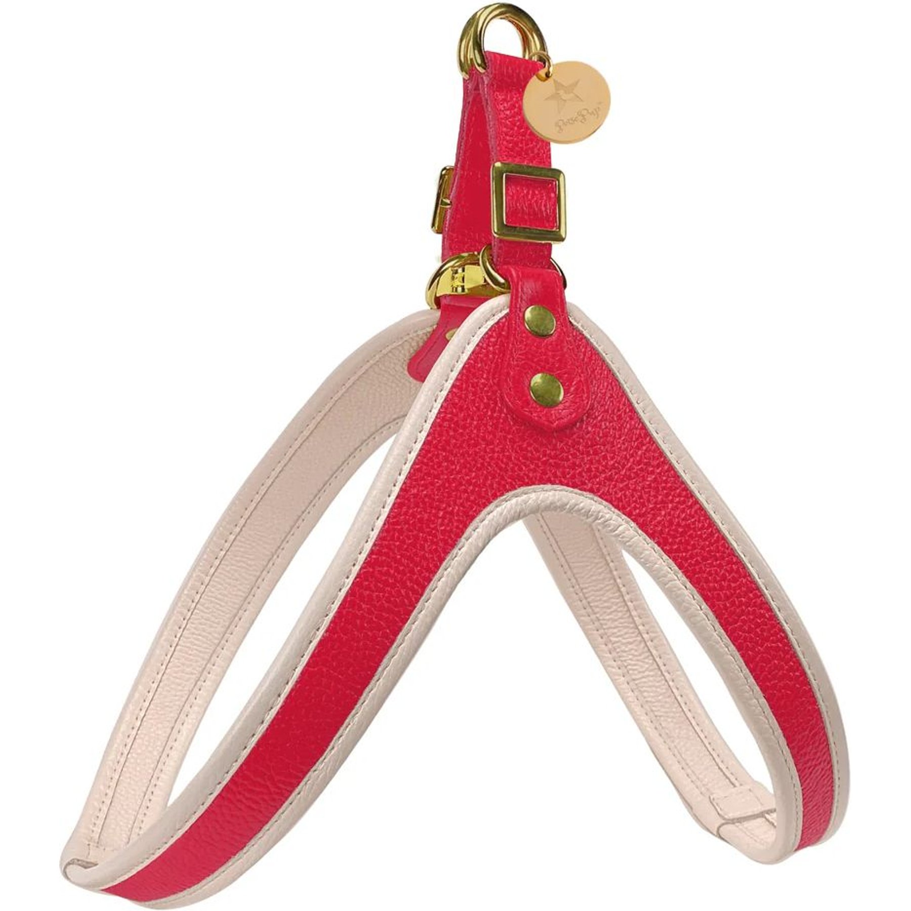 PoisePup Melting Hearts Leather Step In Dog Harness, Red, Large: 23.6 to 25.6-in chest