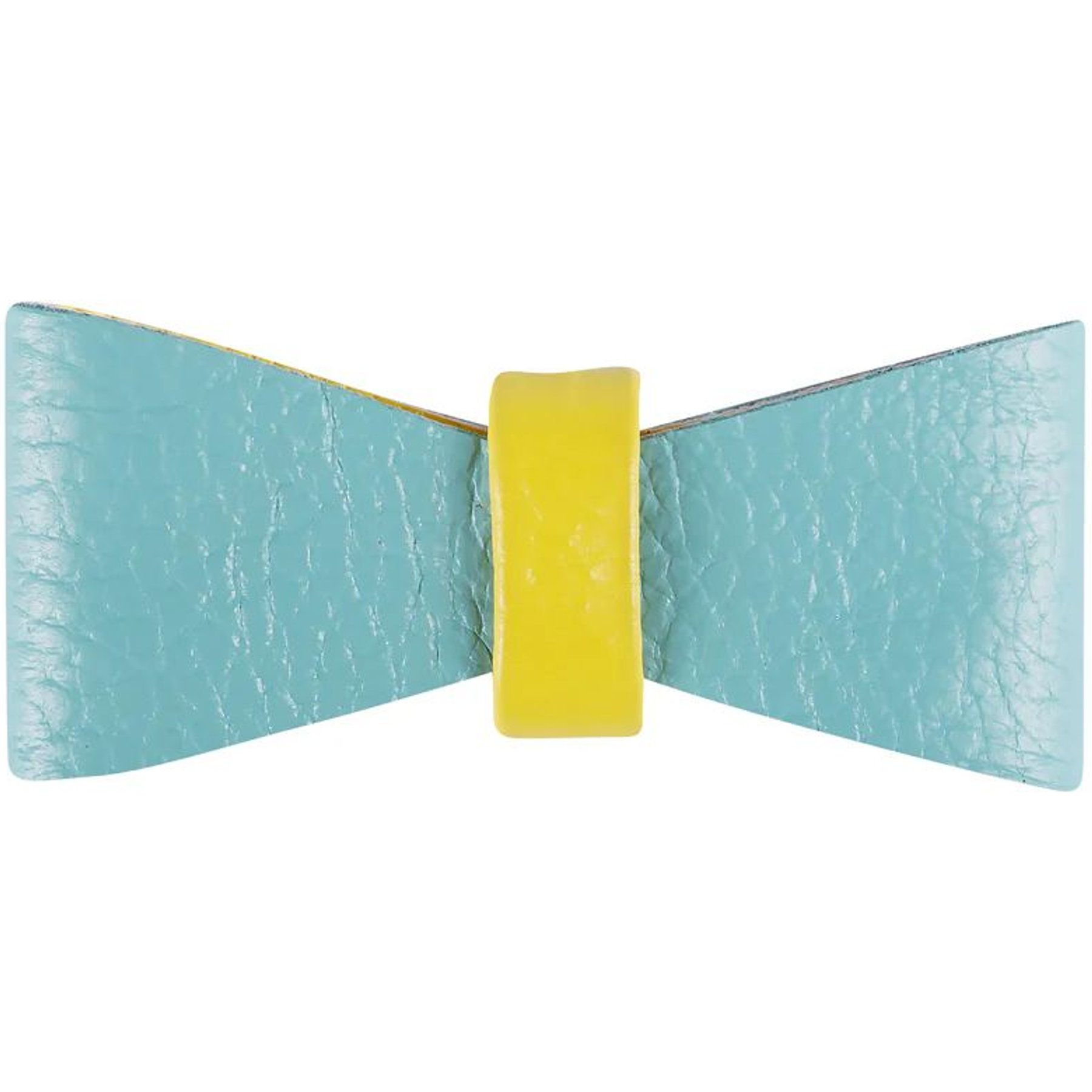 PoisePup Sunshine Babe Leather Dog Bow Tie, Light Blue/Yellow, Large