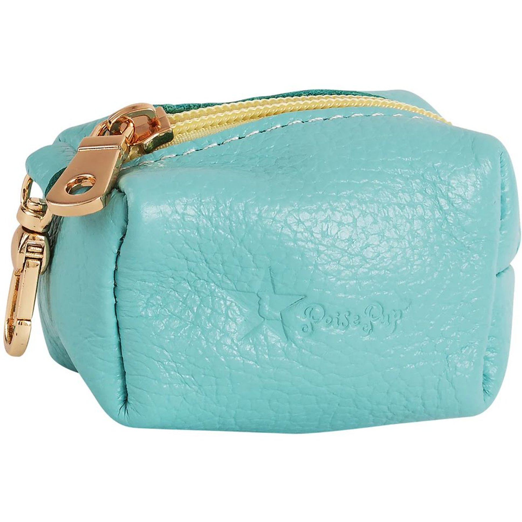 PoisePup Sunshine Babe Leather Poop Bag Dispenser, Light Blue