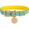 Show in main carousel: PoisePup Sunshine Babe Leather Standard Dog Collar, Light Blue/Yellow, X-Large: 18.8 to 22-in neck, 0.9-in wide slide 1 of 3