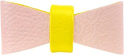 PoisePup Sweetest Thing Leather Dog Bow Tie, Light Pink/Yellow, Small