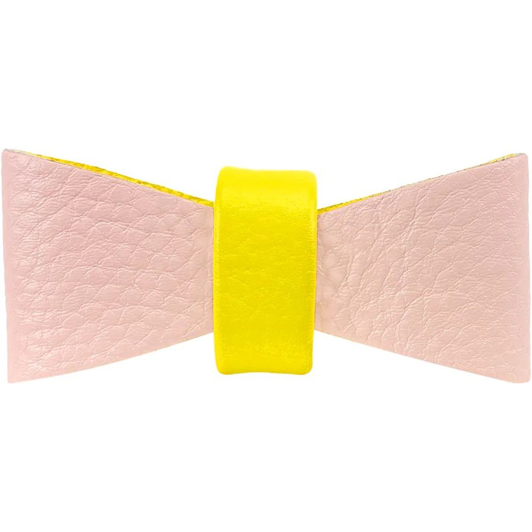 PoisePup Sweetest Thing Leather Dog Bow Tie, Light Pink/Yellow, Small