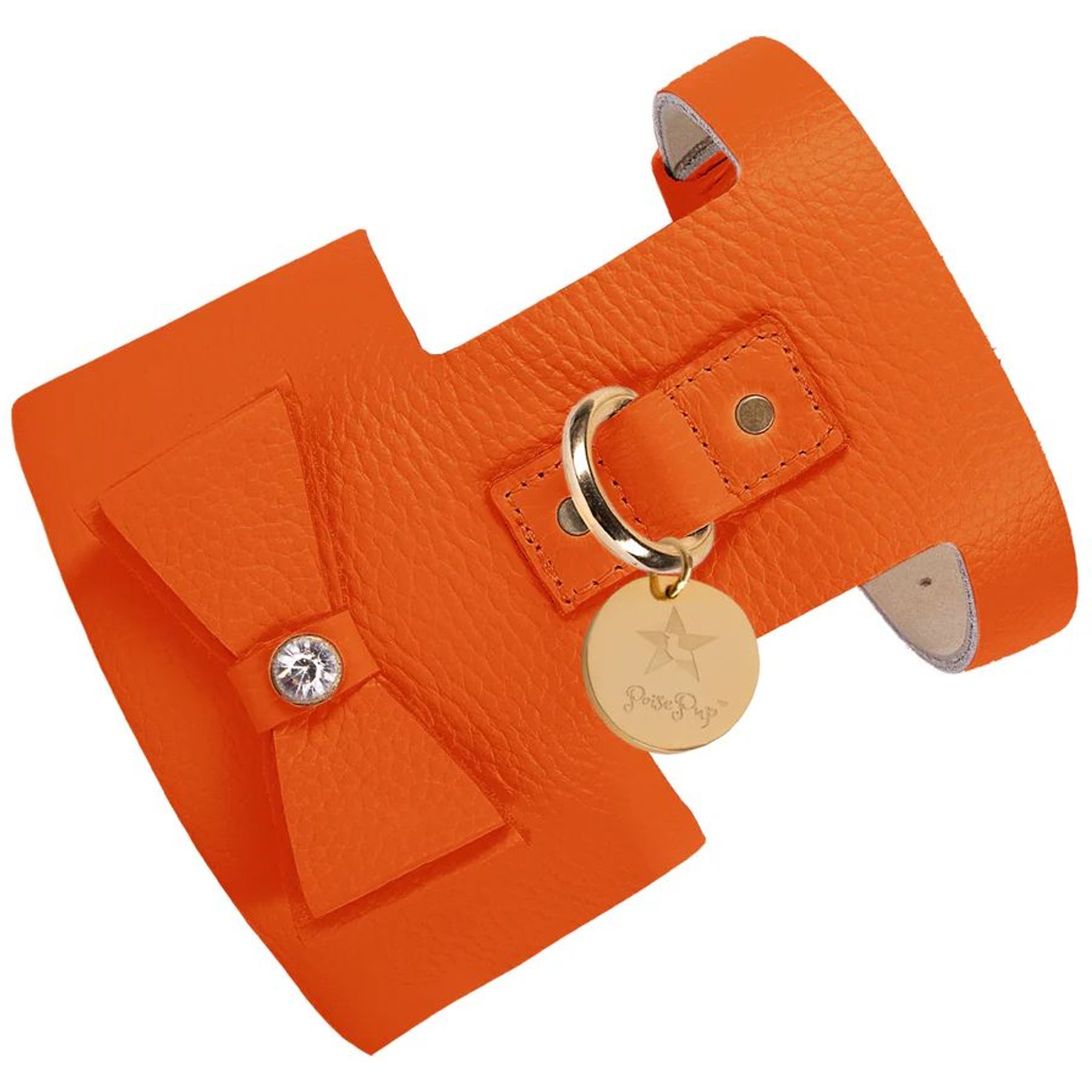 PoisePup Vibrant Sunset Leather Basic Dog Harness, Orange, X-Small: 15 to 17.5-in chest
