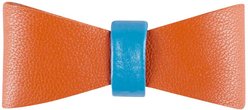 PoisePup Vibrant Sunset Leather Dog Bow Tie, Orange/Blue, Large