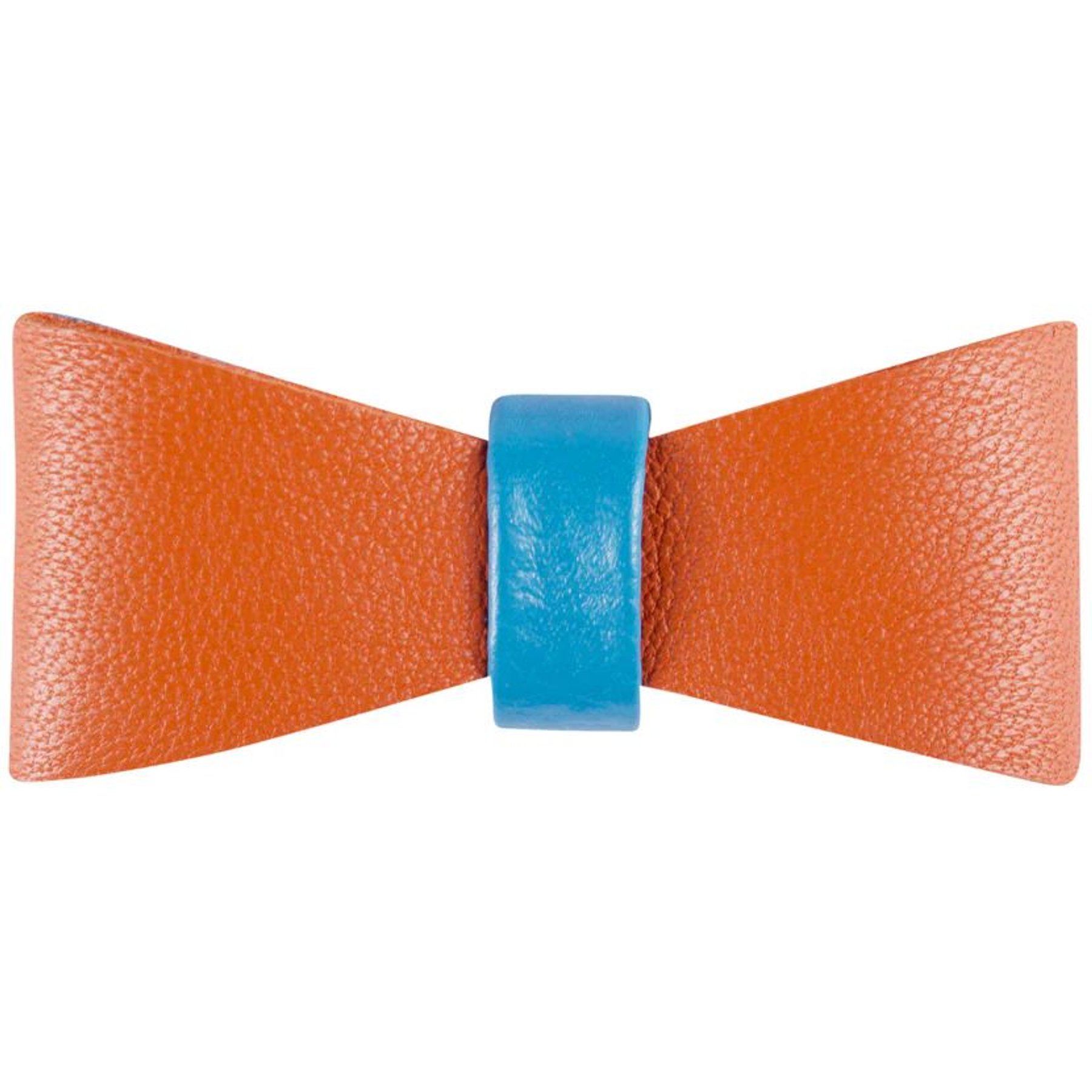 PoisePup Vibrant Sunset Leather Dog Bow Tie, Orange/Blue, Small