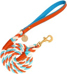 PoisePup Vibrant Sunset Leather Handle Rope Dog Leash, Orange/Blue, 5-ft long, 1/2-in wide slide 1 of 3