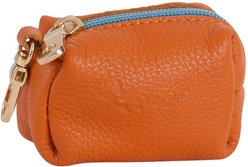 PoisePup Vibrant Sunset Leather Poop Bag Dispenser, Orange/Blue
