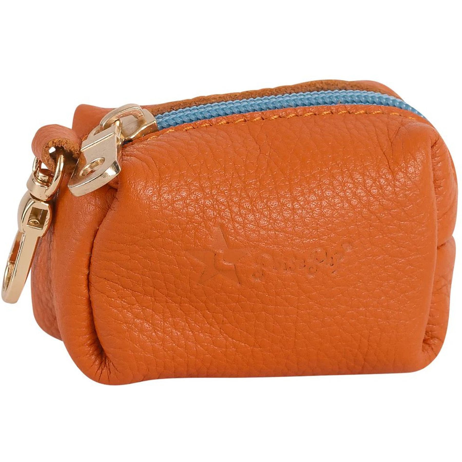 PoisePup Vibrant Sunset Leather Poop Bag Dispenser, Orange/Blue