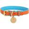 Show in main carousel: PoisePup Vibrant Sunset Leather Standard Dog Collar, Orange/Blue, Large: 15.7 to 18.8-in neck, 0.9-in wide slide 1 of 4