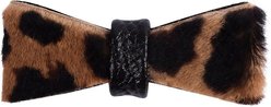 PoisePup Wildest One Leather Dog Bow Tie, Black/Leopard, Large