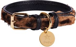 PoisePup Wildest One Leather Standard Dog Collar, Black/Leopard, X-Small: 7.1 to 9.5-in neck, 1/2-in wide