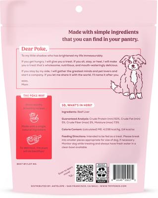 Show full view: Poke's Beef Liver Freeze-Dried Dog Treats, 3-oz bag slide 3 of 9