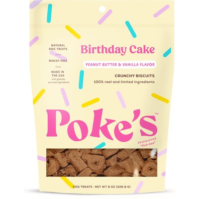 Poke's Poke's Birthday Cake Biscuit Crunchy Dog Treats, 8-oz bag