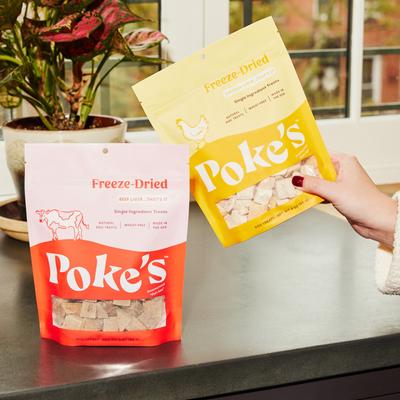 Show full view: Poke's Chicken Liver Freeze-Dried Dog Treats, 3-oz bag slide 6 of 9