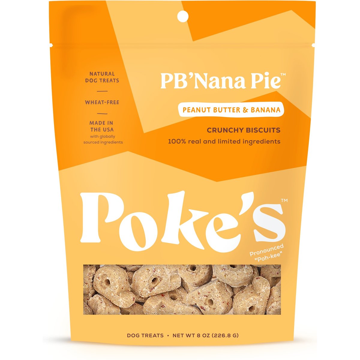 Poke's PB'Nana Pie Biscuit Crunchy Dog Treats, 8-oz bag