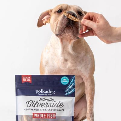 Show full view: Polkadog Atlantic Silverside Crunchy Whole Fish Dehydrated Dog & Cat Treats, 2.5-oz bag slide 3 of 6