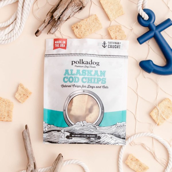 Polkadog Alaskan Cod Chips Grain-Free Dehydrated Dog Treats, 2.75-oz bag