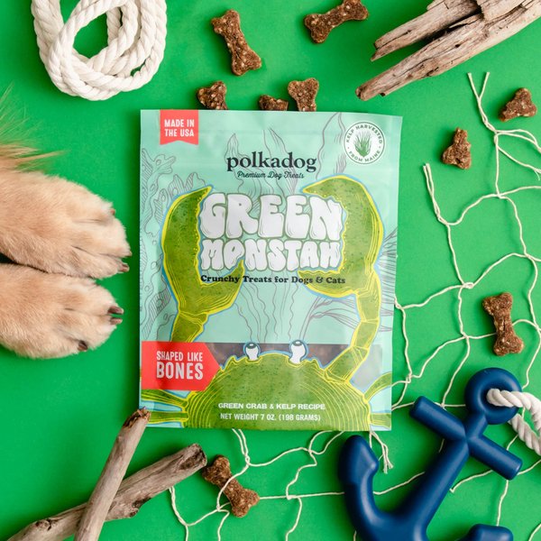 Polkadog Green Monstah Bones Crunchy Dog Treats, 7-oz bag
