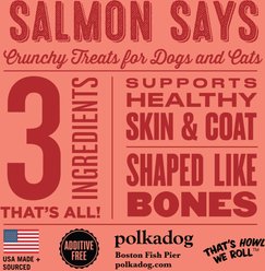 Polkadog Salmon Says Bone-Shaped Crunchy Dehydrated Dog & Cat Treats, 7-oz bag slide 2 of 5