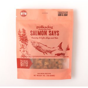 Polkadog Salmon Says Training Bits Crunchy Dehydrated Dog & Cat Treats, 7-oz bag