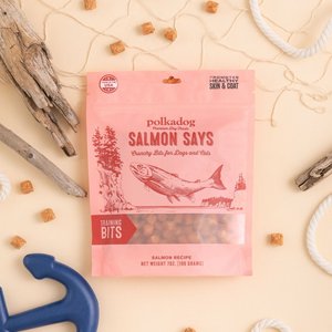 Polkadog Salmon Says Training Bits Crunchy Dehydrated Dog & Cat Treats, 7-oz bag