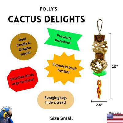 Show full view: Polly's Pet Products Cactus Delights Bird Toy, Brown, Small slide 4 of 11