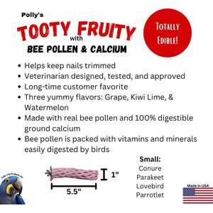 Polly's Pet Products Grape Flavor Tooty Fruity Bee Pollen Bird Perch, Purple, Small