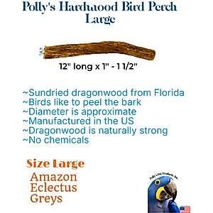 Polly's Pet Products Hardwood Bird Perch, Large