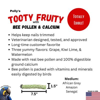 Show full view: Polly's Pet Products Kiwi-Lime Flavor Tooty Fruity Bee Pollen Bird Perch, Green, Medium slide 8 of 10