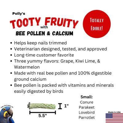 Show full view: Polly's Pet Products Kiwi-Lime Flavor Tooty Fruity Bee Pollen Bird Perch, Green, Small slide 8 of 10