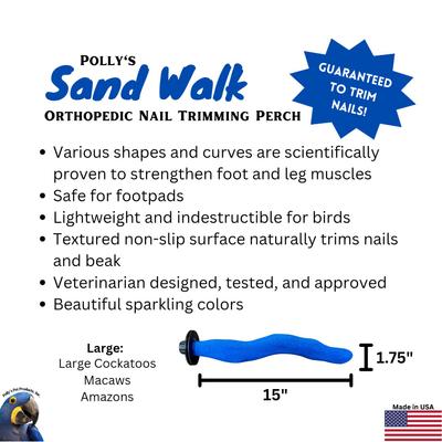 Show full view: Polly's Pet Products Orthopedic Sandwalk Bird Perch, Blue, Large slide 3 of 5